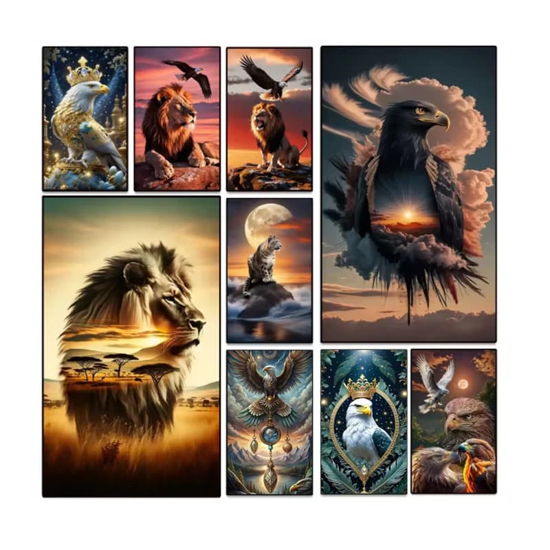 Full Square Diamond Mosaic Diamond Painting Animals Lion And Eagle Embroidery Personalized Gift Cross Stitch Home Decoration