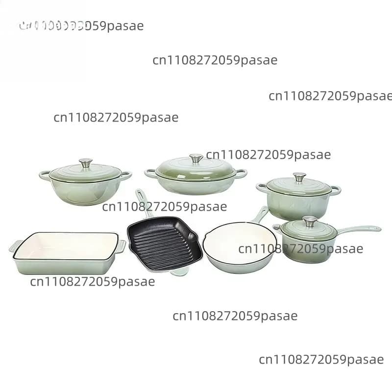 7-Piecpan, baking pan, barbecue pan, frying pan, enamel cast iron cookware set