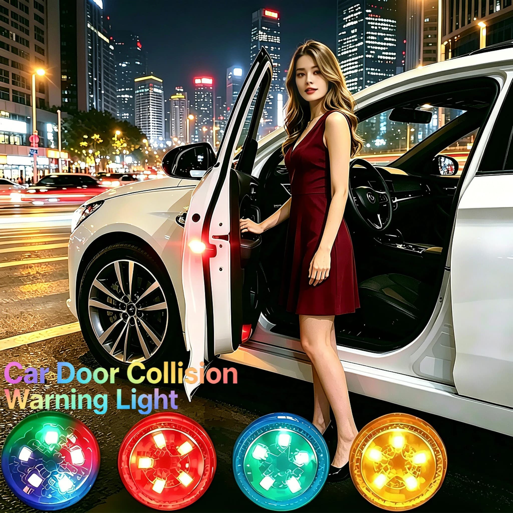 Luci di sicurezza per porte aperte per auto a LED Luci anti-collisione Sensore magnetico Stroboscopico Lampeggiante Allarme Luci di parcheggio Prevenire gli incidenti