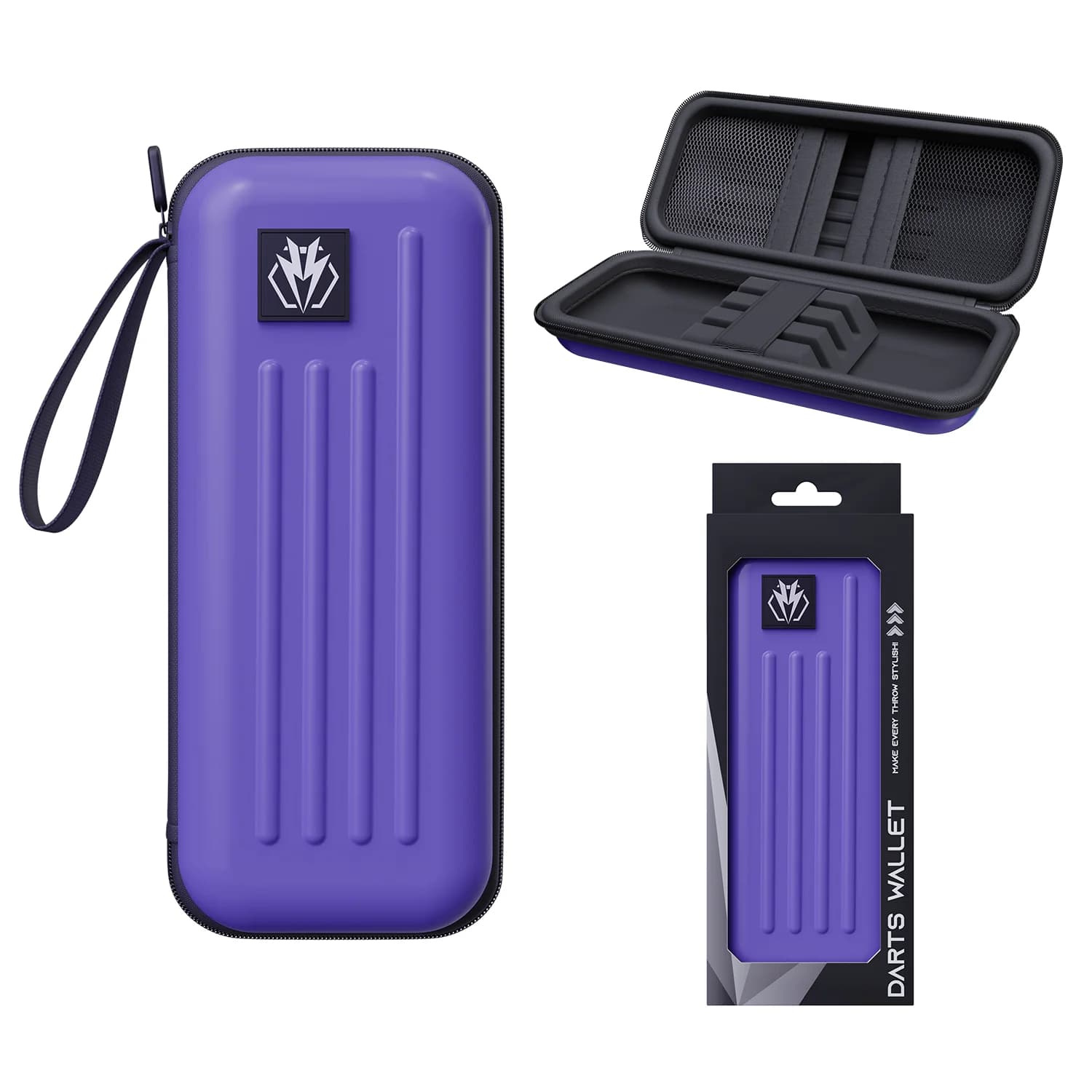Hard EVA Dart Case Portable Darts Wallet with Hand Strap, Hold 3 Assembled Darts, Storage Pocket for Flights Shafts Tips, Protec