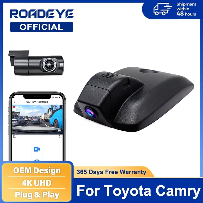 4K 2160P Installazione semplice Videoregistratore DVR per auto per Toyota Camry 70 V70 XV70 SE XLE Hybrid 2018 -2022 2023 2024 Dash Cam