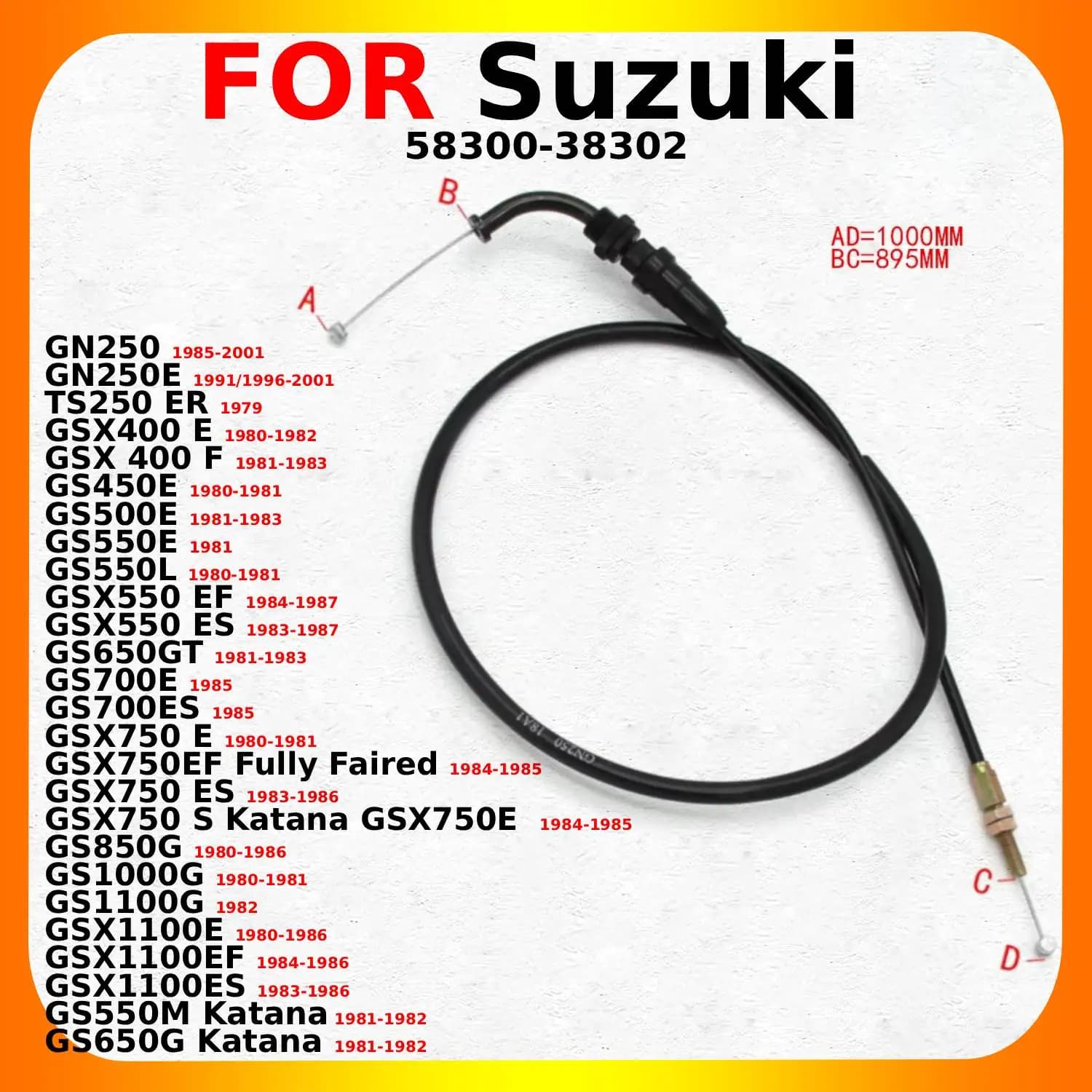 Motorbike Push & Pull cable accelerator line wires Scooter acceleration for Suzuki GN250 TS250 ER GS450E GS500E GS550E GS650GT parts
