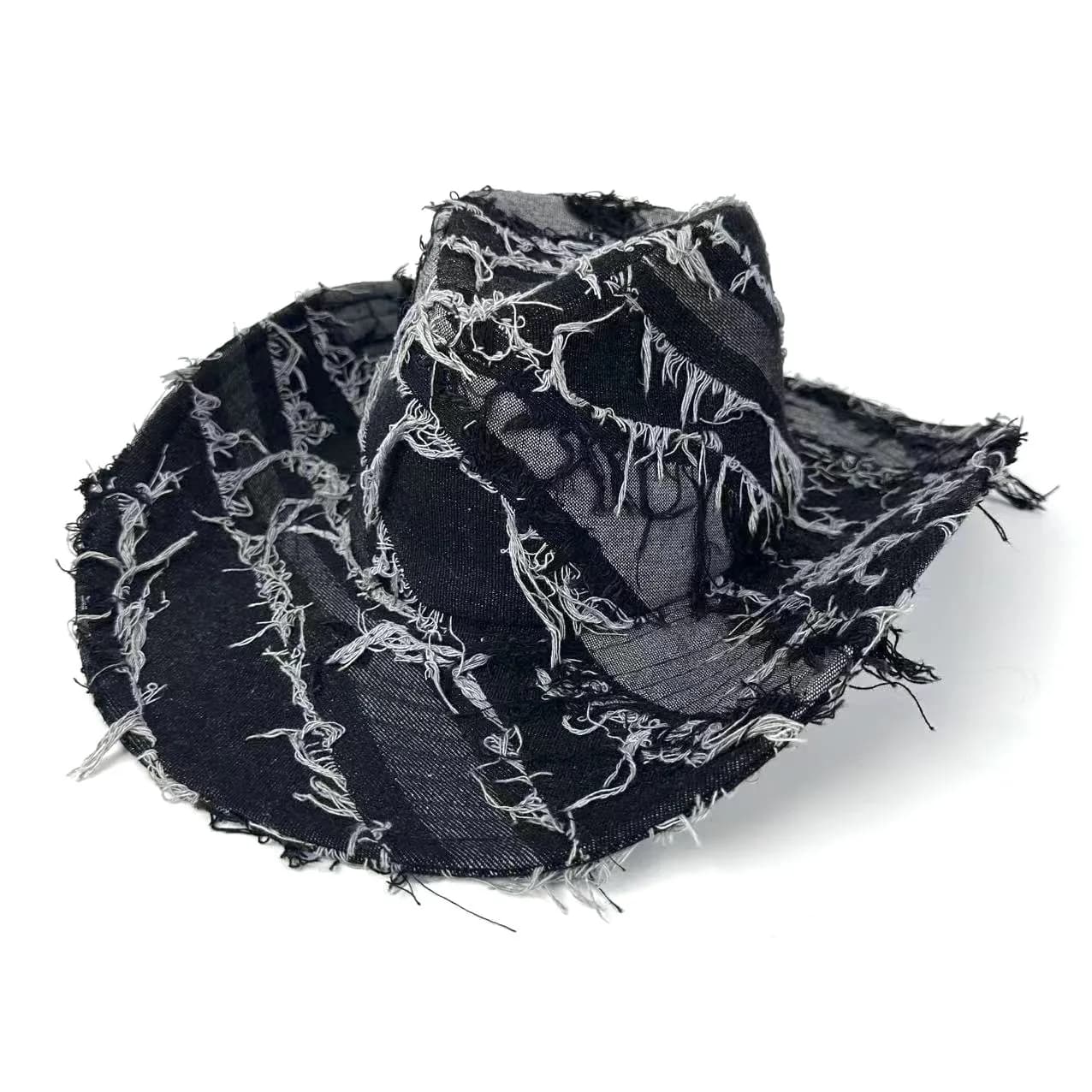 Nuovo cappello da cavaliere con protezione UV per protezione solare da fattoria jazz con nappa vecchia in denim occidentale