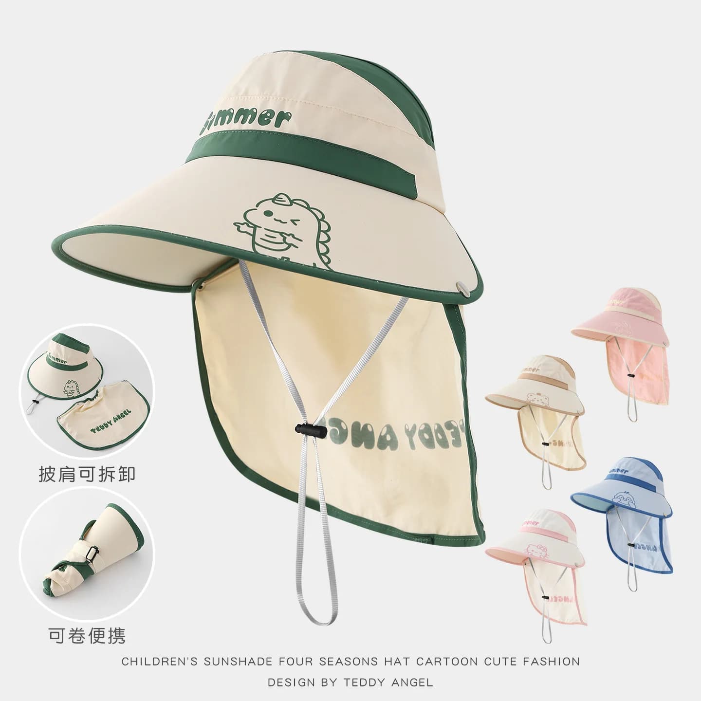 Cappello da Pescatore Regolabile con Ampia Tesa e Mantellina, con Fischietto, Protezione Solare, per Campeggio