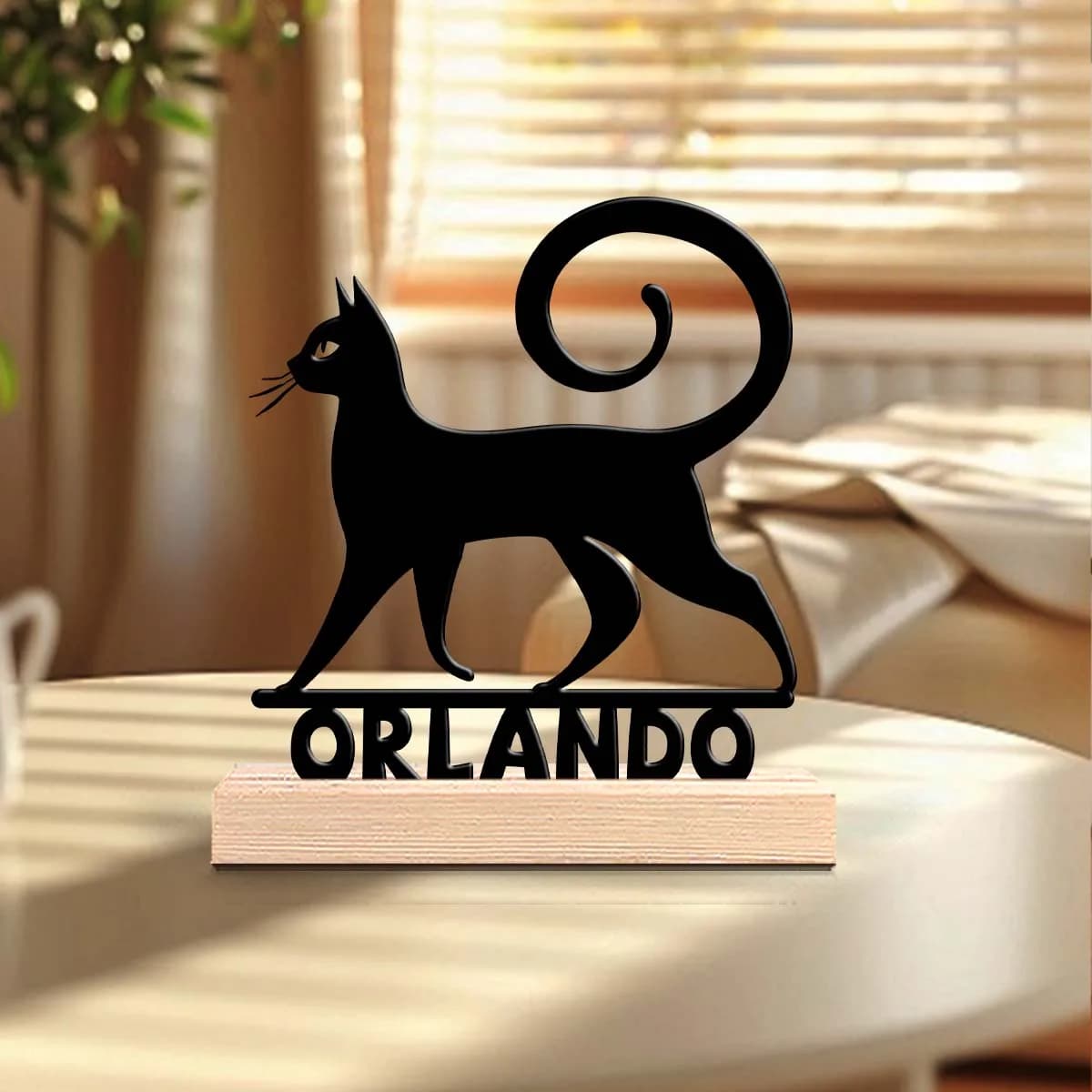 1pc Desktop Metal Ornaments Custom Content Equipped with A Wooden Base New Home Gift for Friends,Decorative Ornaments