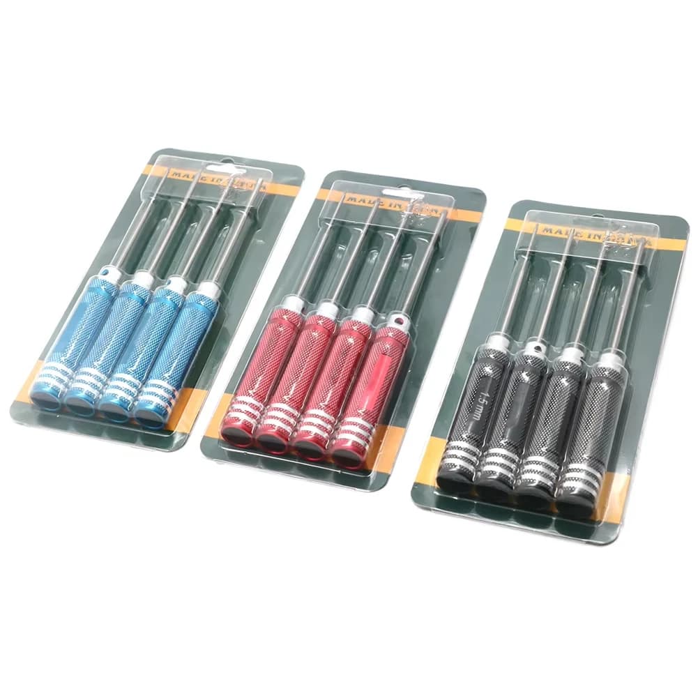 4 pezzi set di cacciaviti esagonali placcatura in titanio temprato 1.5 2.0 2.5 3.0mm cacciaviti per giocattoli elicotteri kit di strumenti di riparazione RC