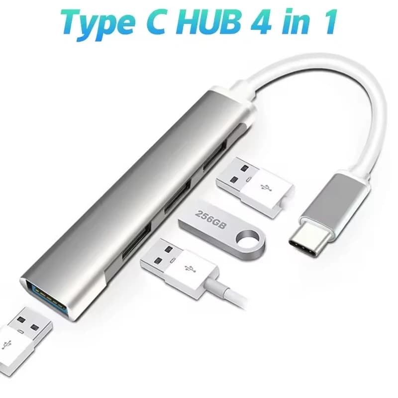 Type C Multi USB Splitter For Computer Laptop Tablet U Disk 4 In 1 High Speed Data Transmission Splitter Office Data Accessory