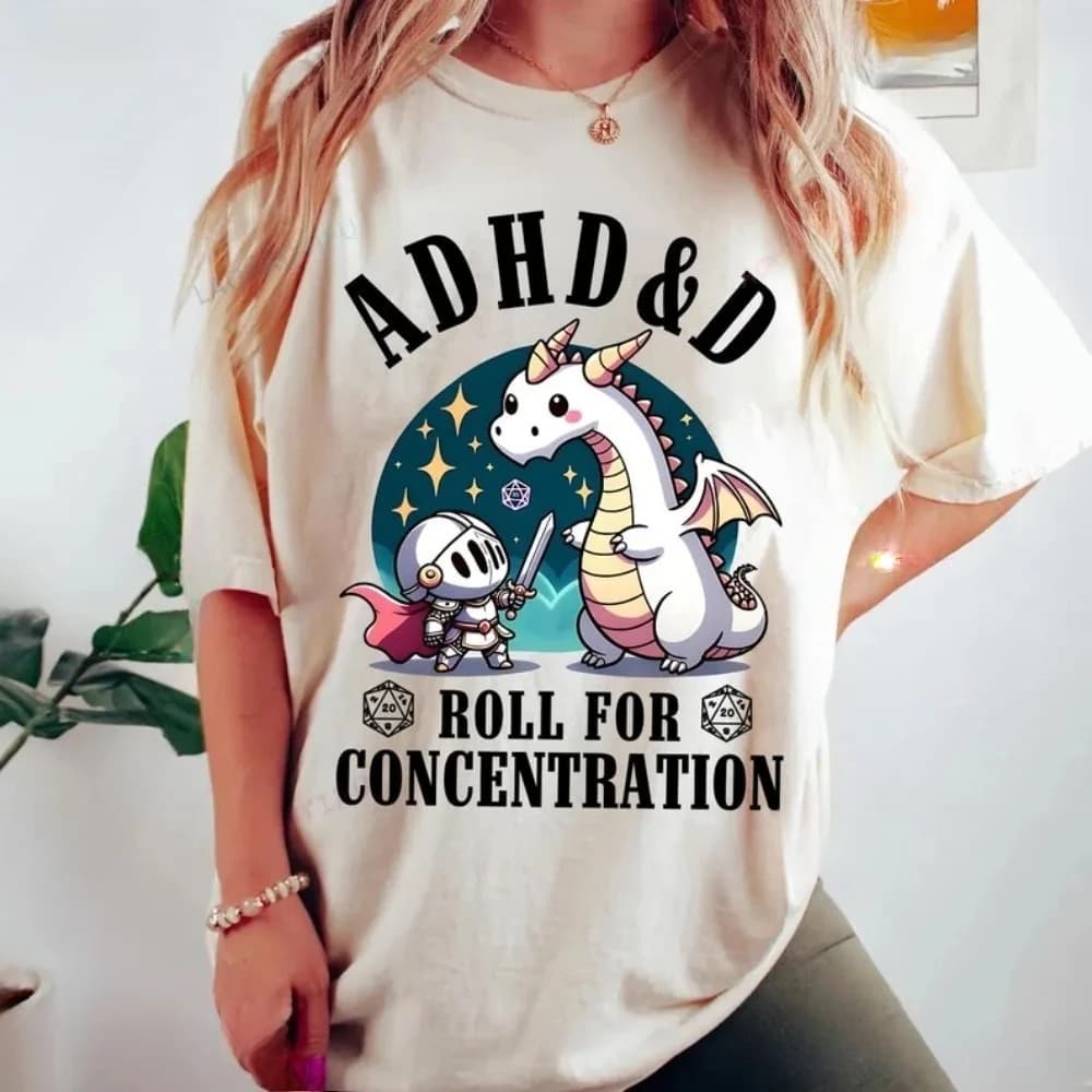 T-shirt Casual da Uomo con Stampa Grafica Rogue Adhd&D Roll RPG DnD Class per Giochi da Tavolo D&D Personaggio Dungeons and Dragons