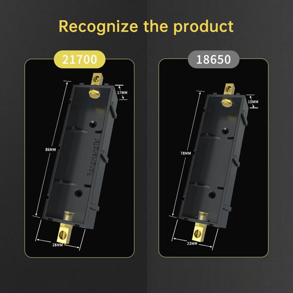 21700 18650 Portabatteria Scatola di immagazzinaggio batteria al litio senza saldatura Custodia per banca di potere Slot per batteria giuntabile fai-da-te