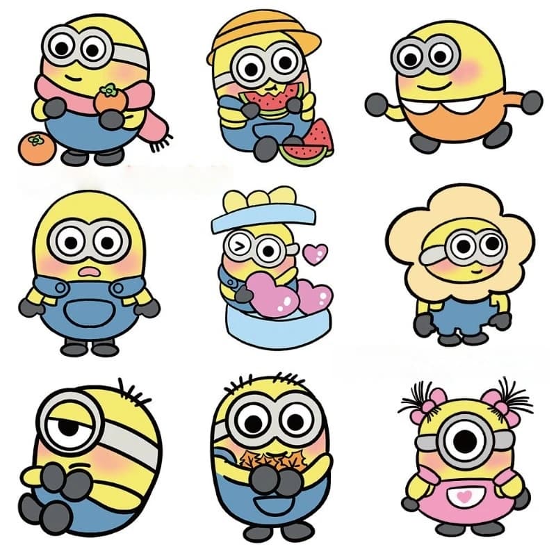 204 Pcs Cartoon Creative Minions Elementary School Student Stickers Emoji DIYDecoration for Journals Notebook Stickers for Girls