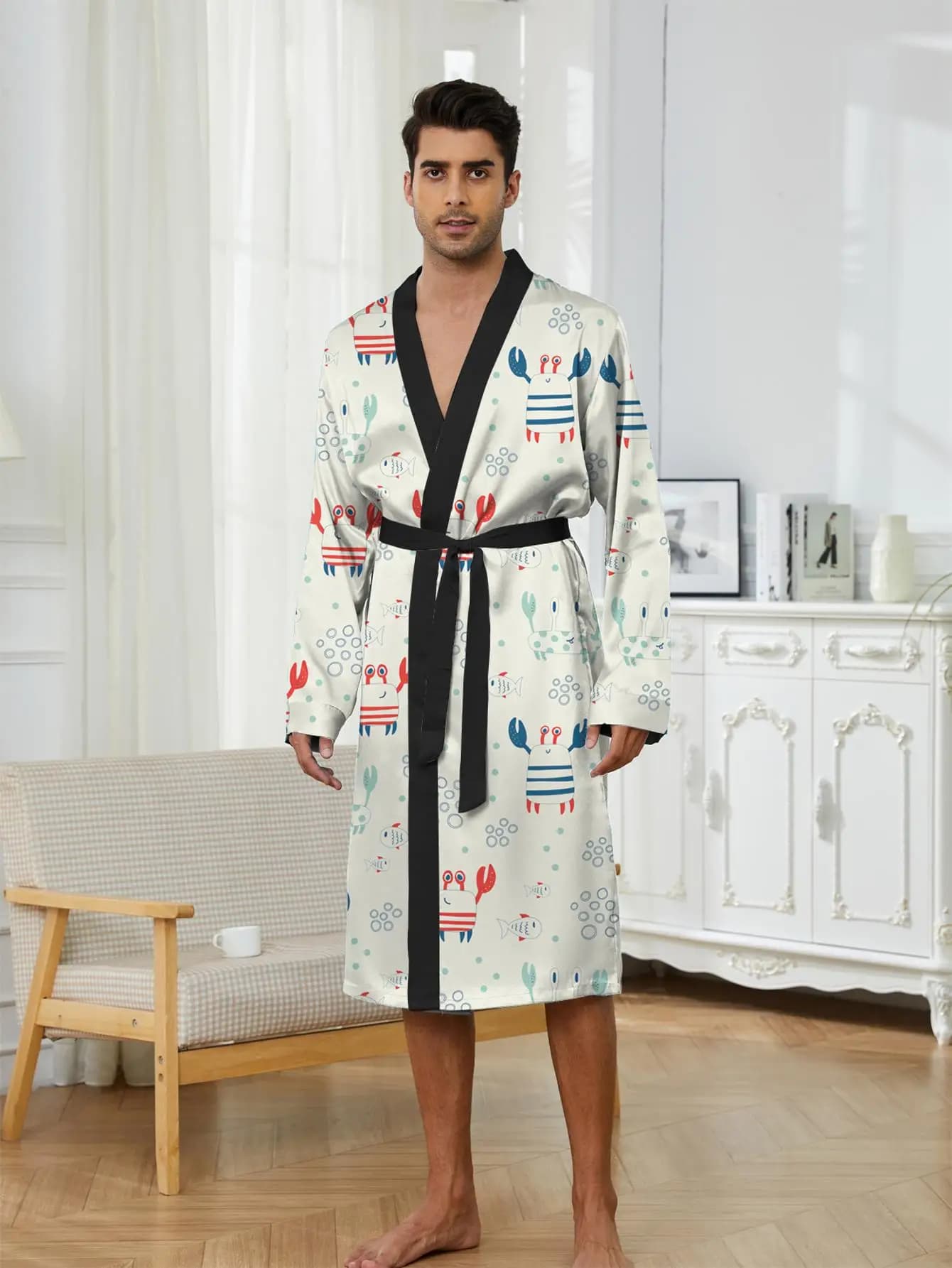 1pcs Men's Robes 2026 Spring/Summer Graphic sleepwear Breathable Bathrobe Robe man Bathrobe men Shower robe 3D Printed