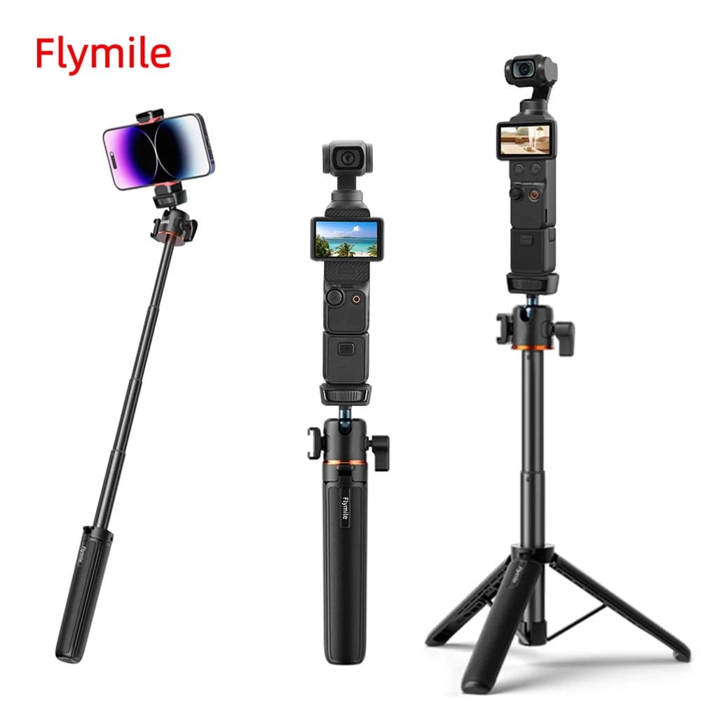 Flymile Treppiede Selfie Stick in Lega di Alluminio con Vite da 1/4 di Pollici Universale per DSLR Android iPhone Smartphone Action Camera