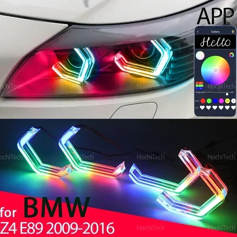 Anelli per auto multicolori con flusso sequenziale di controllo APP LED Angel Eyes girevoli dinamici RGB di alta qualità per BMW Z4 E89 2009-2016
