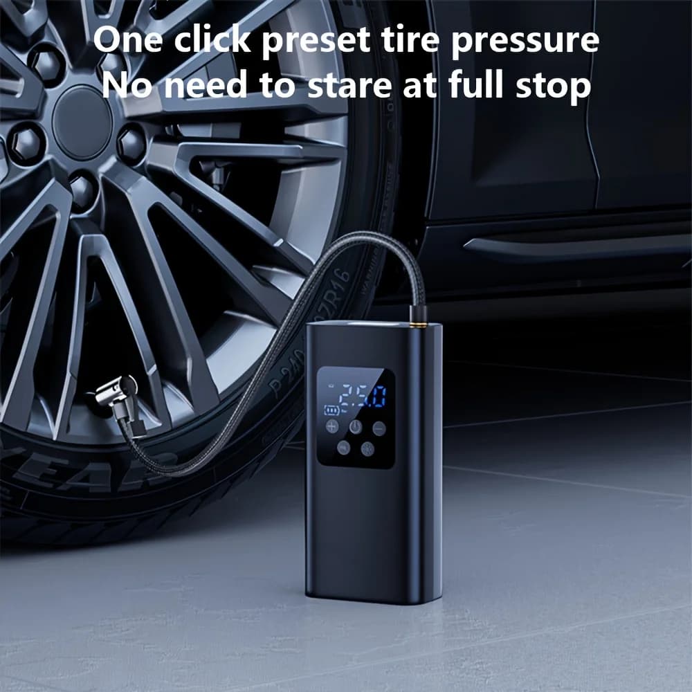 Digital Display Portable Air Compressor,Tire Inflator, Wireless Smart One-Button Quick Inflator with LED Light,Suitable for Cars