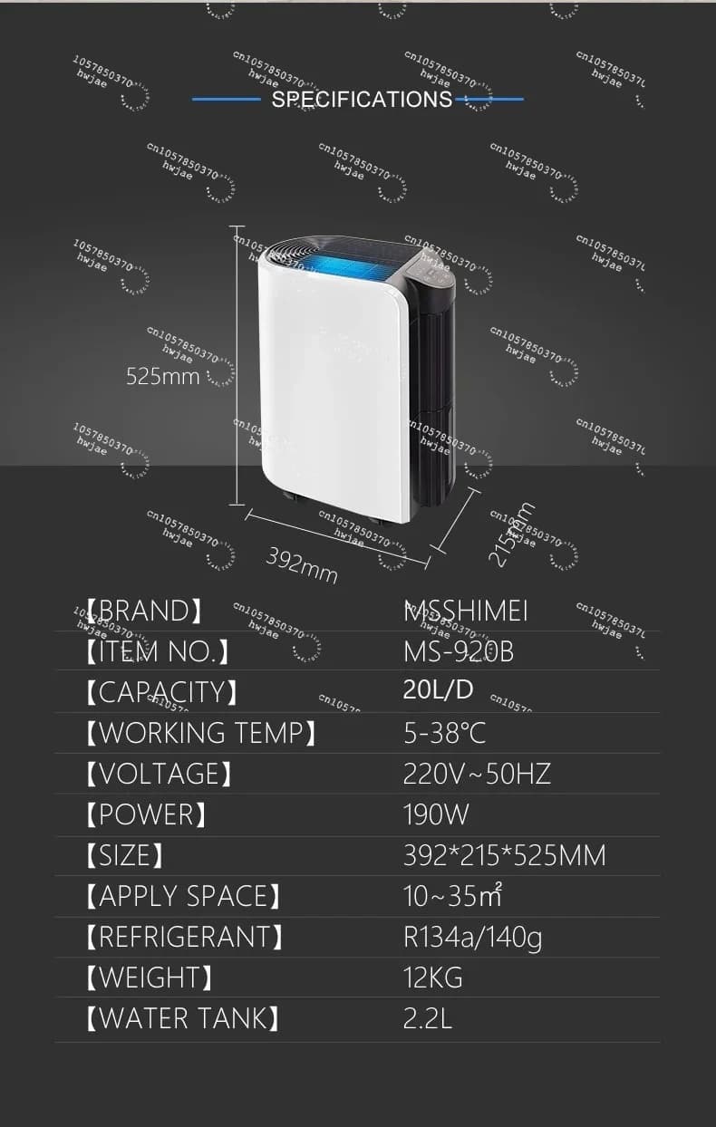 Deumidificatore d'Aria Mobile Smart per Casa da 20L