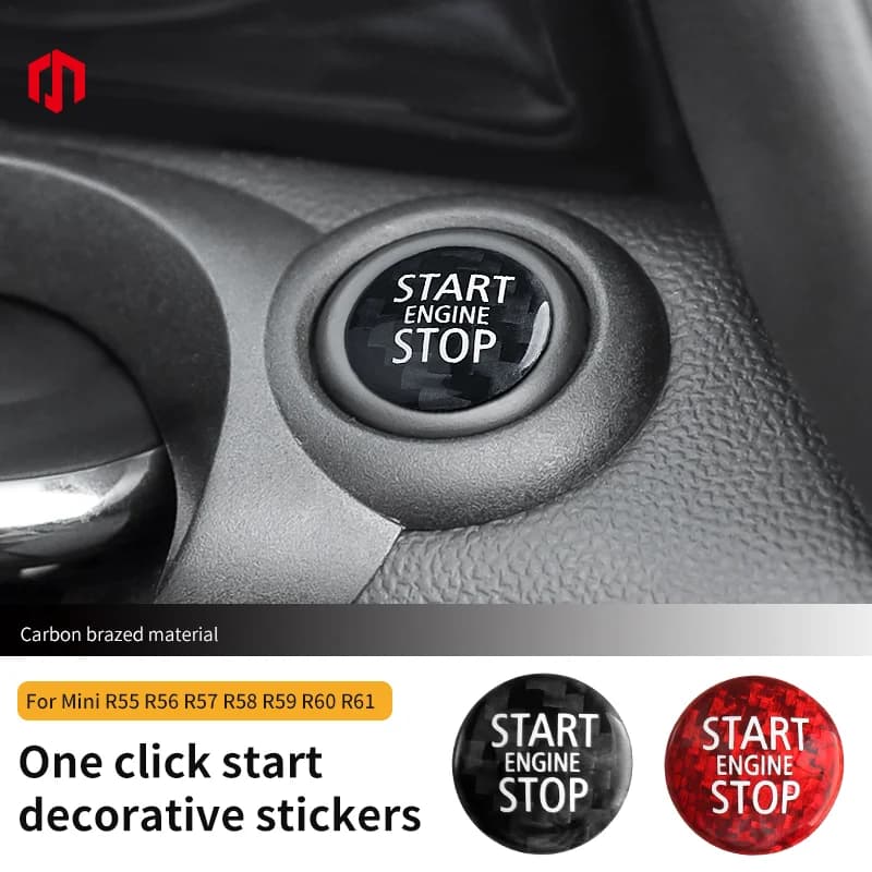Auto Pulsante di Avviamento Adesivo Per Mini Cooper S JCW R56 R55 R57 R60 R61 Countryman In Fibra di Carbonio Pulsante di Accensione Adesivo Accessori
