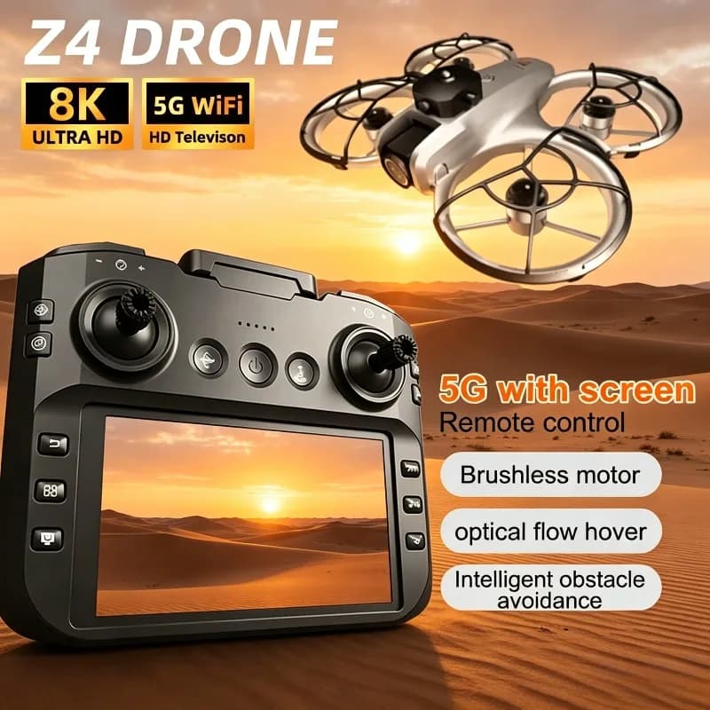 Drone Z4 Originale Pieghevole Quadricottero RC per Fotografia Aerea, Regalo Giocattolo, Doppia Fotocamera 4K HD 8K, Motore Brushless Professionale, WiFi FPV