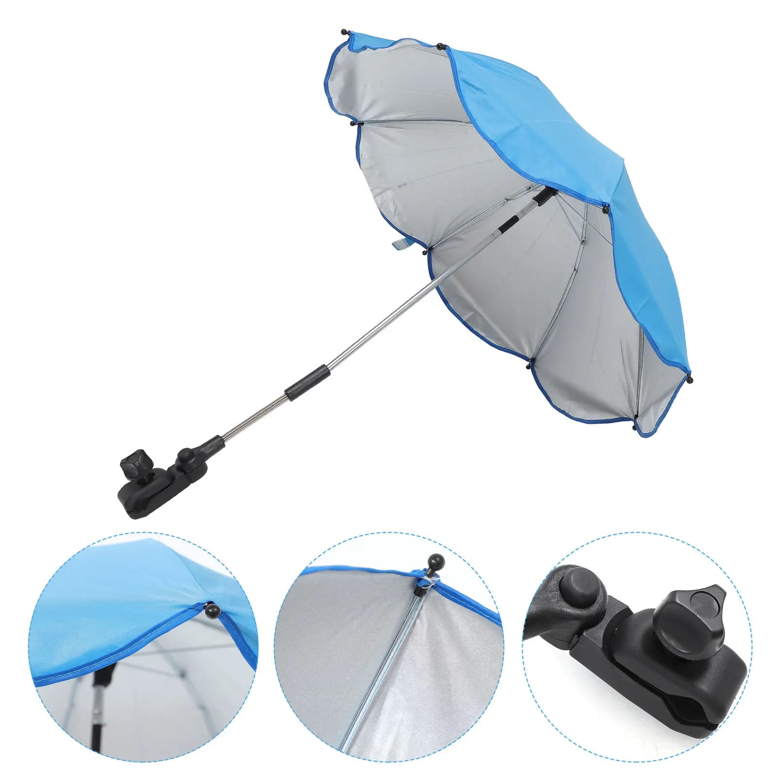 Clip per Ombrello da Passeggino, Supporto Regolabile per Ombrello, Protezione Solare Flessibile, Accessori per Passeggino, Protezione UV