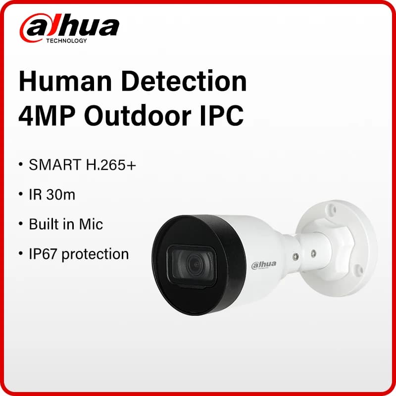 Dahua Outdoor 4MP Telecamera IP di rete Visione notturna HD IR 30m Rilevazione umana intelligente 2K Mini CCTV di sicurezza H.265 + PoE Mic Impermeabile