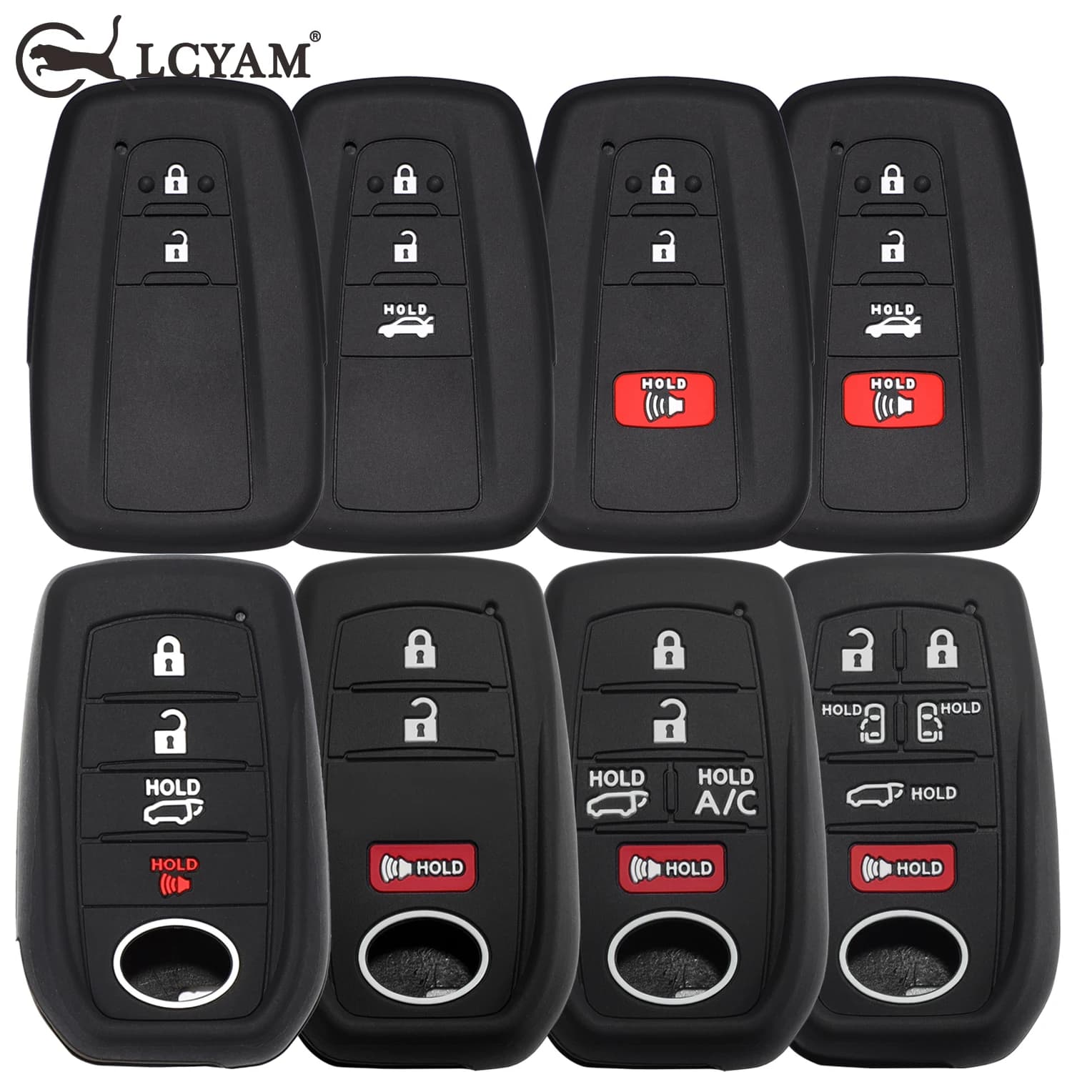 Cover per Chiave Auto Lcyam, Custodia Protettiva in Silicone Liscio per Telecomando, Compatibile con Toyota Rav4 Corolla Camry Hilux, Accessori Auto