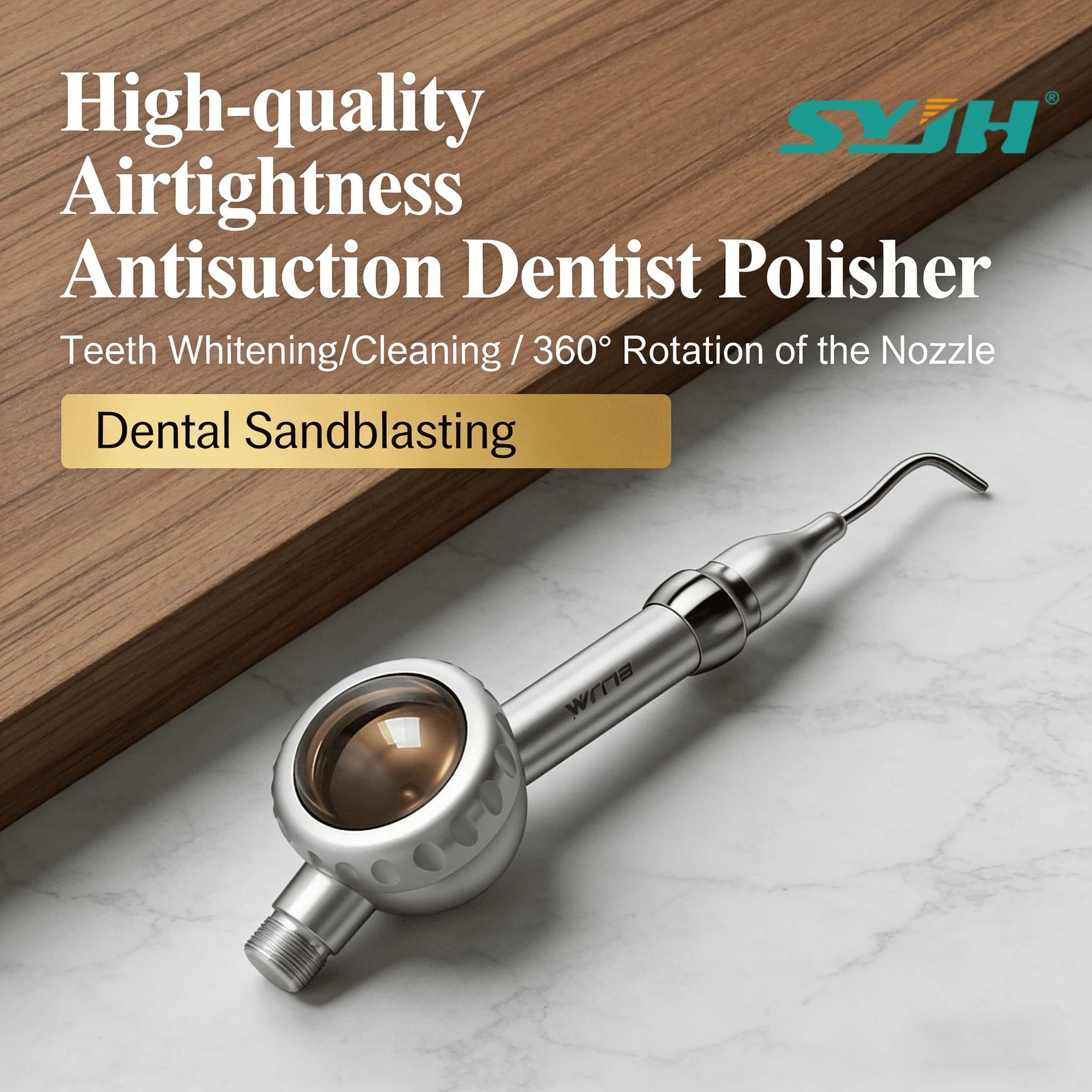 High Quality SYJH Dental Sanding Gun, 2/4 Holes, Hermetic, Anti-Suction, for Whitening/Cleaning Denti, Dentist Polisher