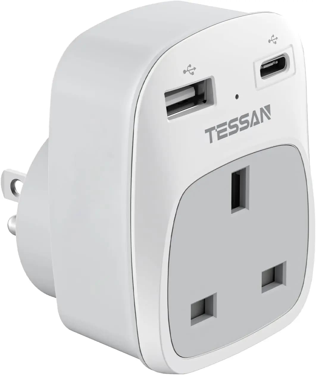 Adattatore da UK a US con 2 porte USB, da Tipo G a Tipo B, per viaggi in USA