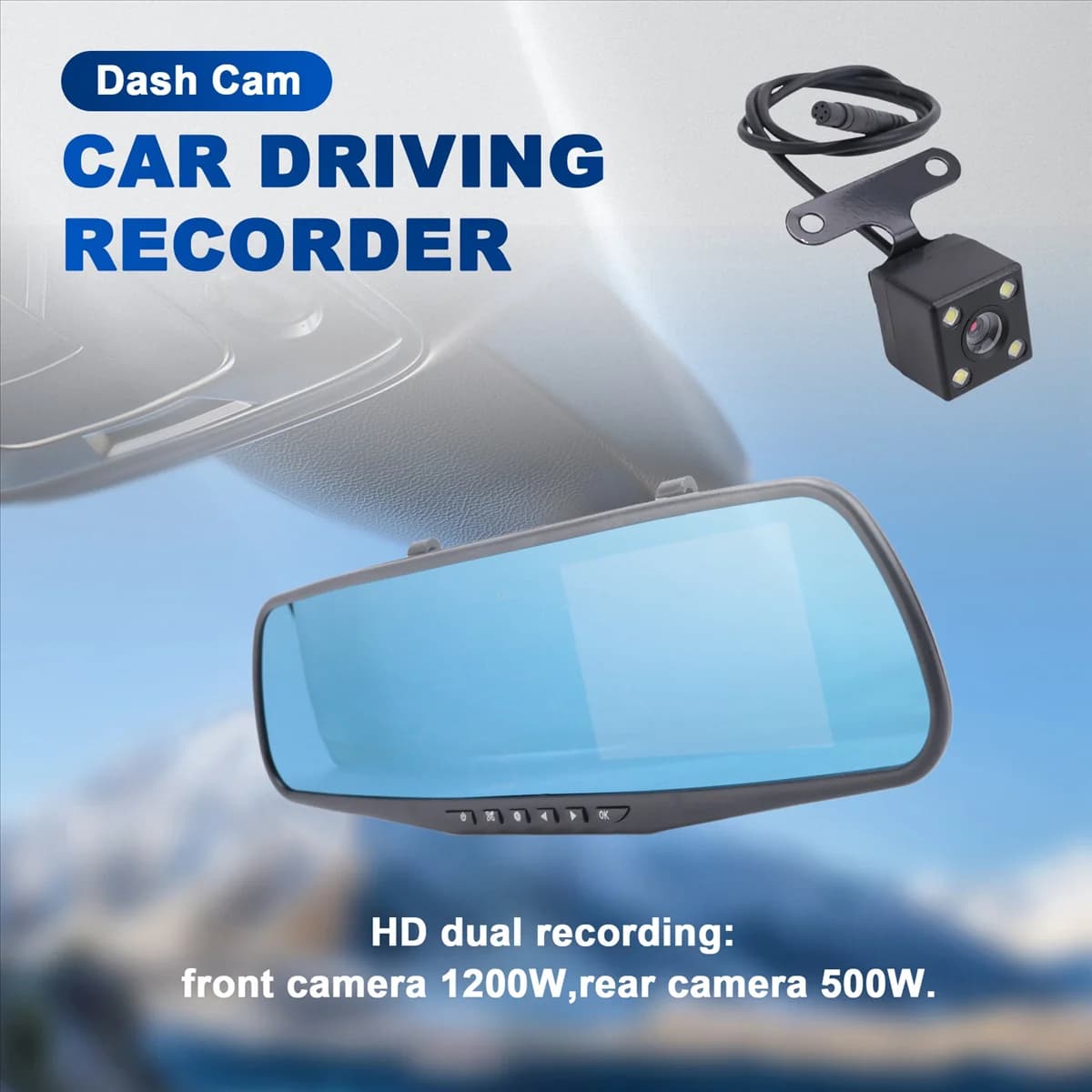 Pop 4.3 Inch Car DVR Rearview Mirror Driving Video Recorder Dual Super Hot Rear Camera Dash Cam