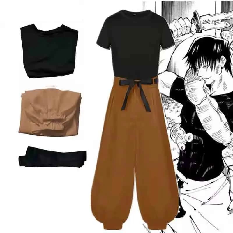 Costume Cosplay Anime Fushiguro Toji Satoru Gojo Jujutsu JJK Manga T-shirt Pantaloni Rete Rosa Halloween Natale