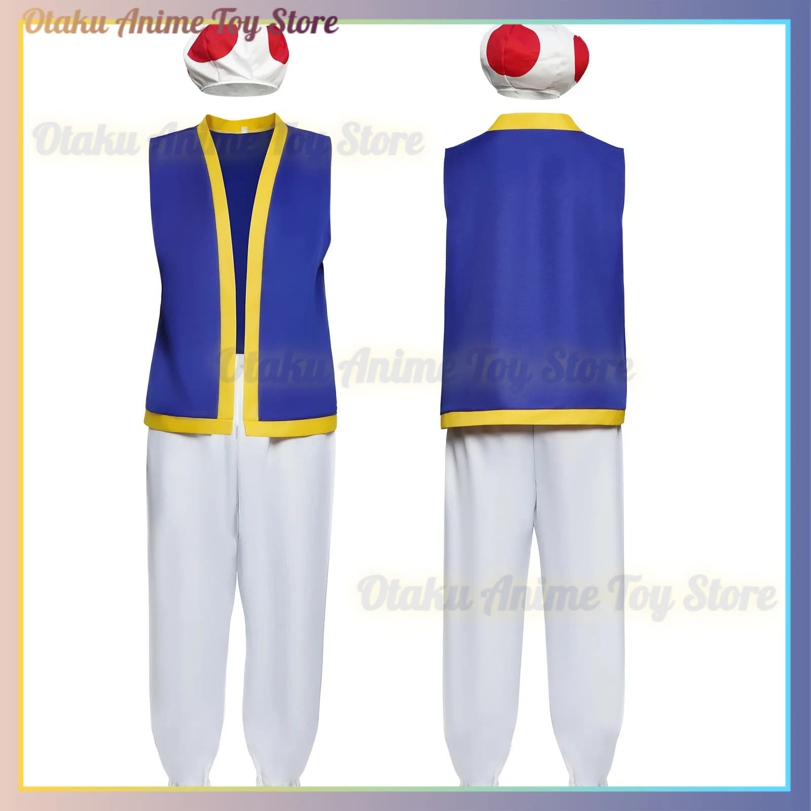 Costume Cosplay di Toad da Gioco, Cappello per Adulti, Outfit Fantasia per Roleplay di Game Bros 2, Gilet e Pantaloni per Halloween e Feste in Maschera