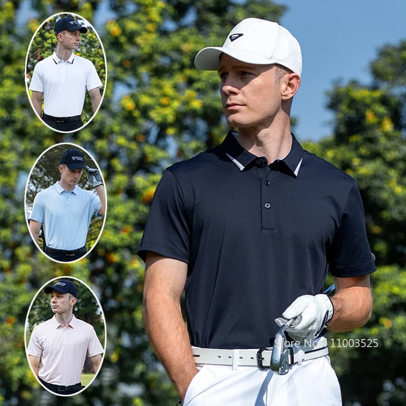 2025 Pgm Golf Polo da uomo T-shirt estiva ad asciugatura rapida per uomo Sport Manica corta Traspirante Tee Tops Abbigliamento da golf per il tempo libero