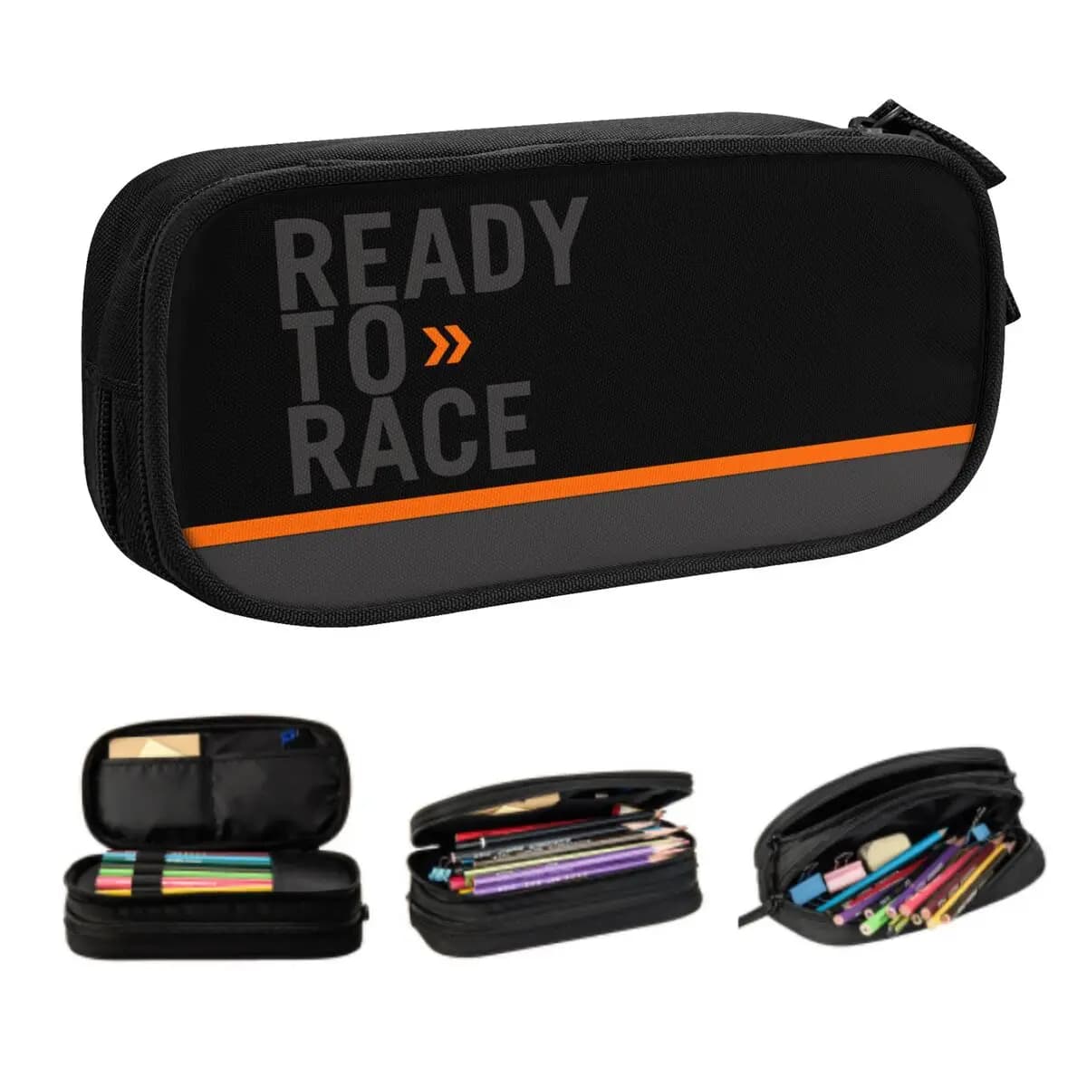 Custom Ready To Race Cute Pencil Cases Large Capacity Enduro Cross Motocross Bitumen Bike Life Pencil Bag Students Stationery