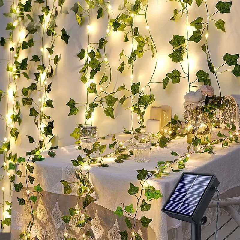 Lucine Luci solari Foglia d'acero Ghirlanda esterna impermeabile 10M/5M/2M Lampada solare Natale Giardino Decorazione della festa nuziale