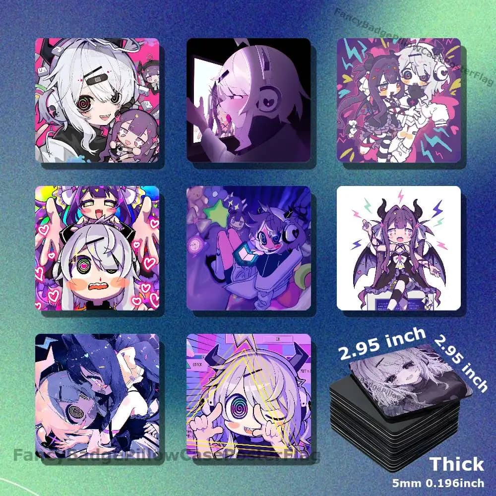 Yunyun Syndrome Game Acrylic Refrigerator Magnets Square Tiles with Magnetic Sheets for Home Decoration