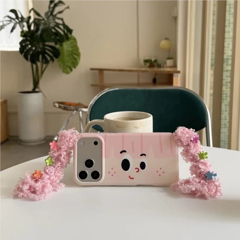 Cover per iPhone 15 16 17 Pro Max 17Pro con design personalizzabile a treccia rosa fai-da-te, simpatico cartone animato alla moda per ragazze