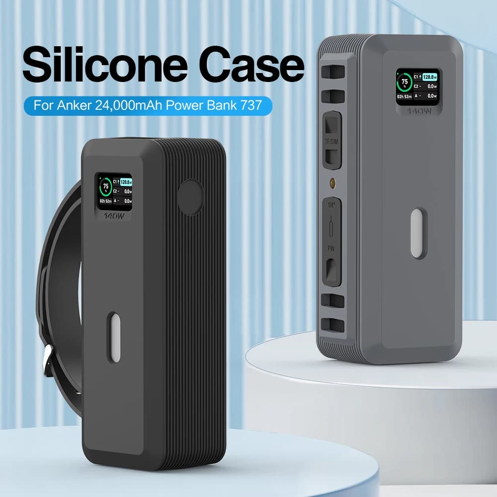 SIKAI Silicone Case for Anker 737 Power Bank 140W PowerCore Charger TF/SIM card PIN storage Travel Case