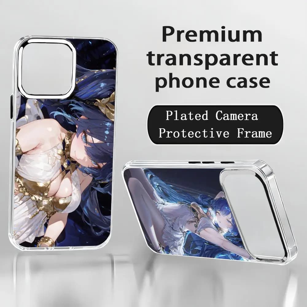 Wuthering Waves Iuno Phone Case For iPhone 17 air 16 15 14 13 12 11 Pro Max Plus Chrome Button Camera Ring Transparent