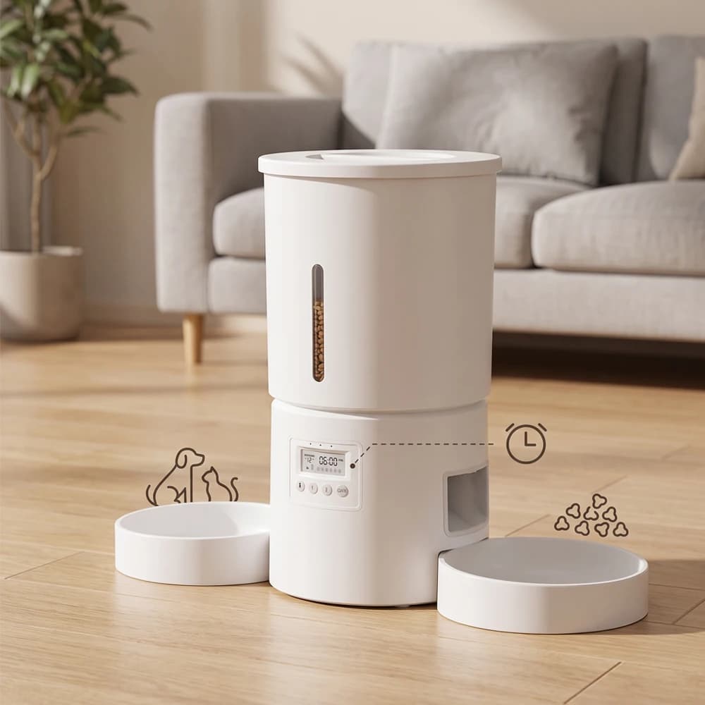 4.2L Automatic Cat Feeder Button Smart Pet Food Dispenser For Dry Food Dogs Kibble Dispenser With Timmer Smart Auto Dogs Bowl