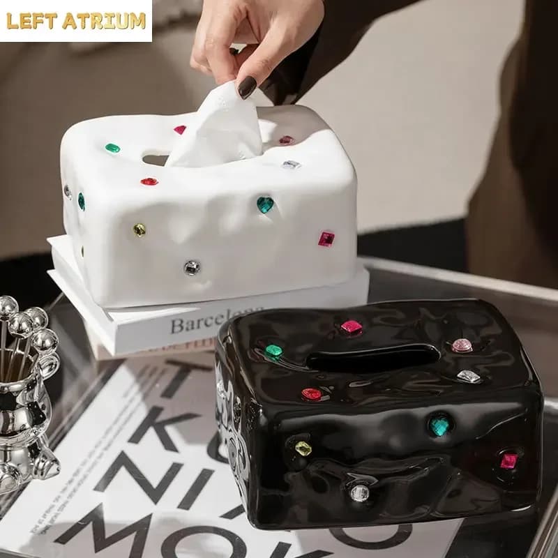 Ceramic Tissue Box Paper Towel Storage Box Napkin Boxes Paper Towel Holder Tissue Organizer Paper Boxes Napkin Holder Handicraft