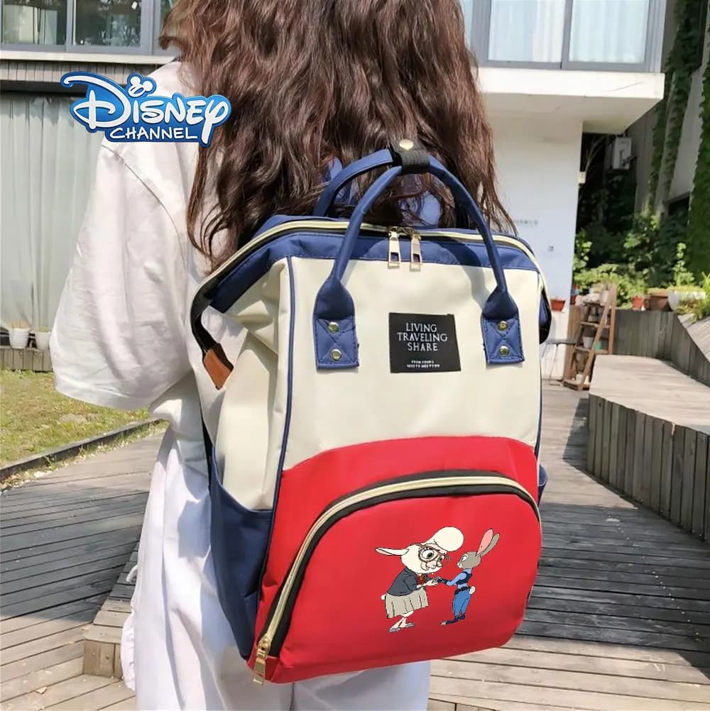 Borsa per mamma in nylon Disney Zootopia con scomparto termico, zaino porta bebè spazioso per donna