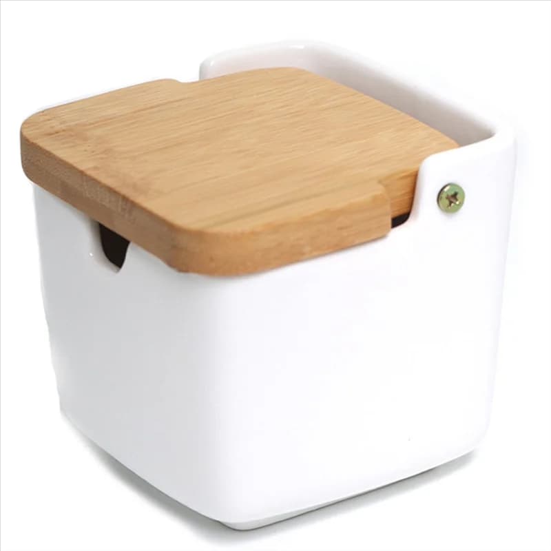 ABFU- Set di barattoli per spezie con coperchio ribaltabile quadrato con vassoio per uso domestico in cucina, organizer per la conservazione delle spezie A