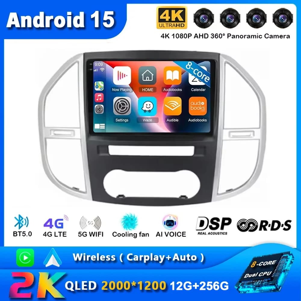 Android 15 Auto Carplay Autoradio For Mercedes Benz Vito 3 W447 2014 2015 - 2020 GPS Navigation Multimedia WiFi + 4G Stereo