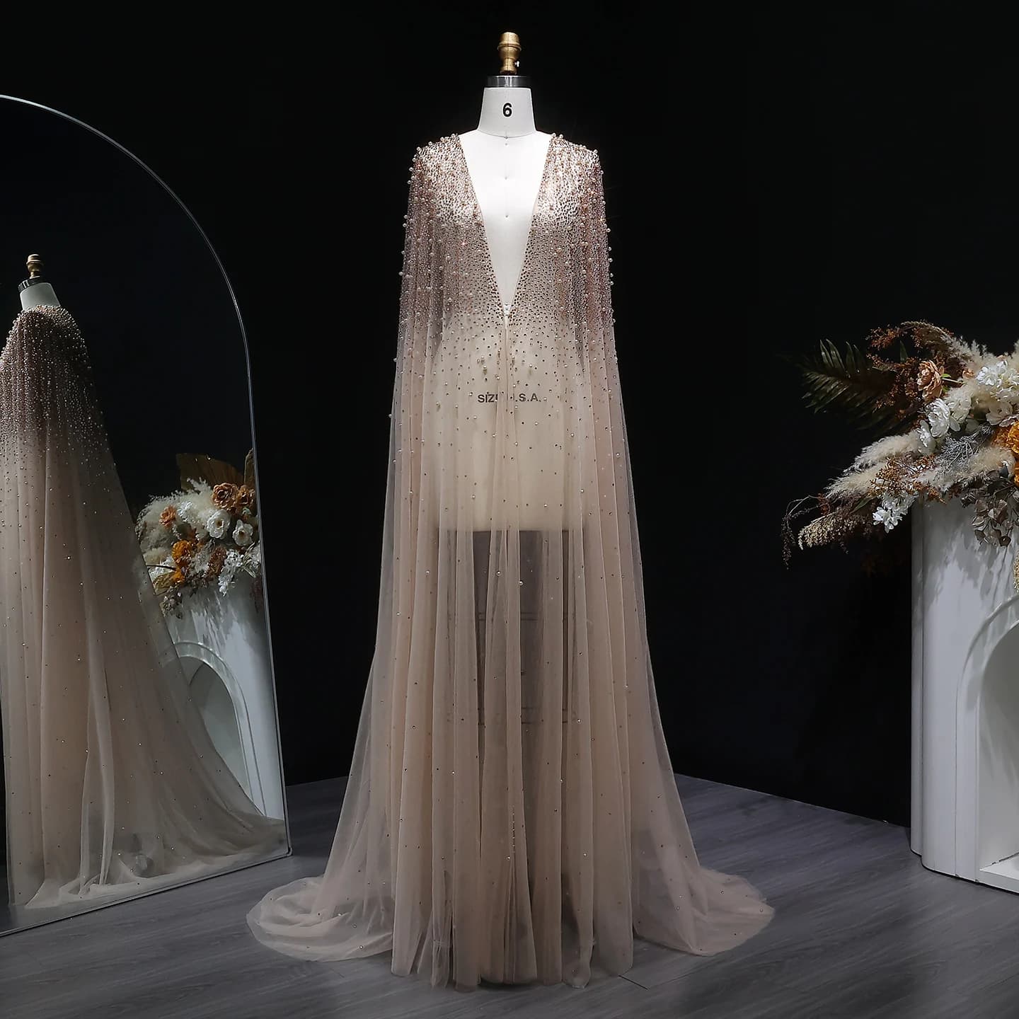 Sharon Said Evening Dress Luxury Tulle Pearls Beaded Draped Dubai Women' s Wedding Guest Formal Prom Party Gown SF082 Customized