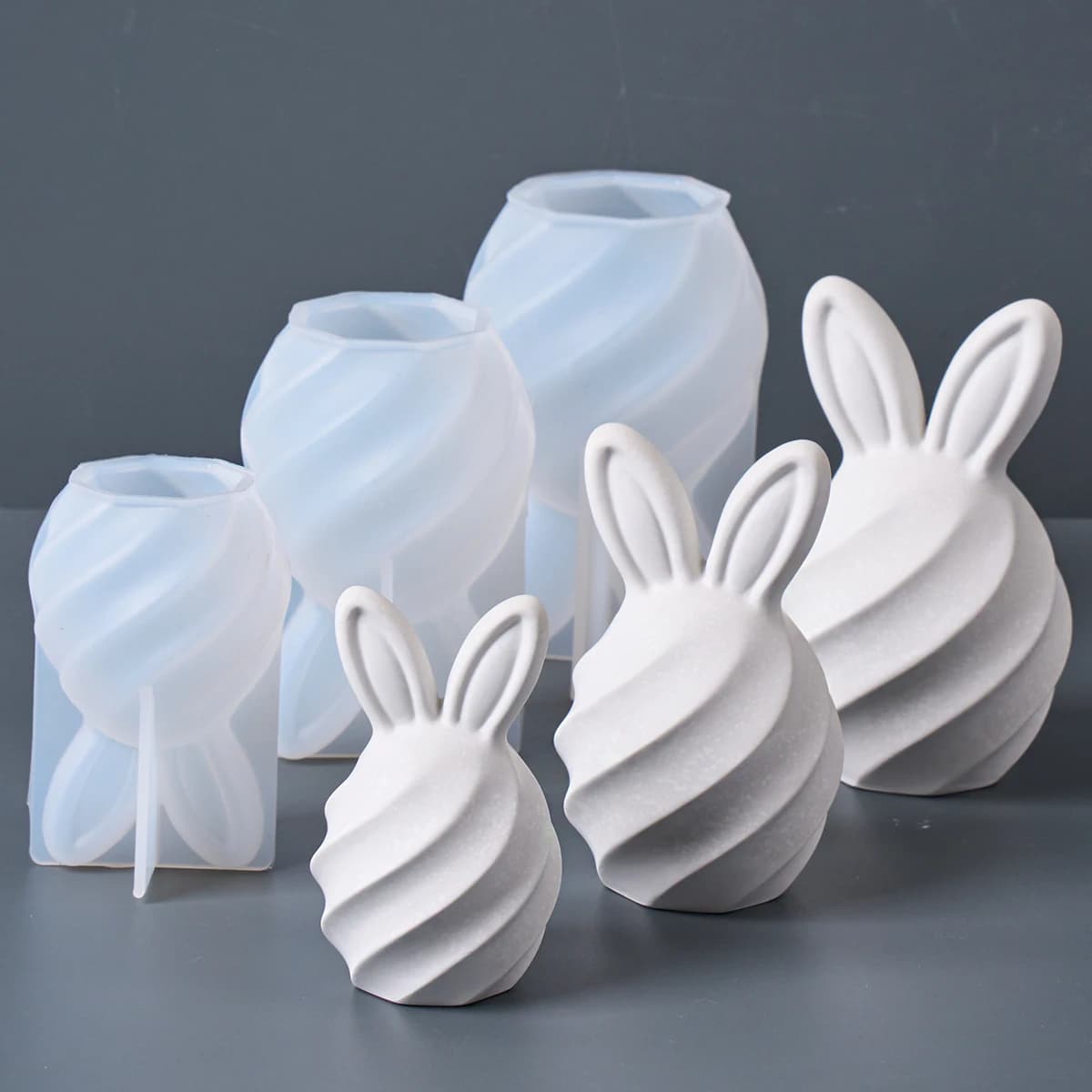 Stampo in Silicone a Spirale a Forma di Coniglio Pasquale per Candele Aromaterapiche Fatte a Mano, Diffusori in Gesso, Ornamenti in Resina, Decorazioni per la Casa