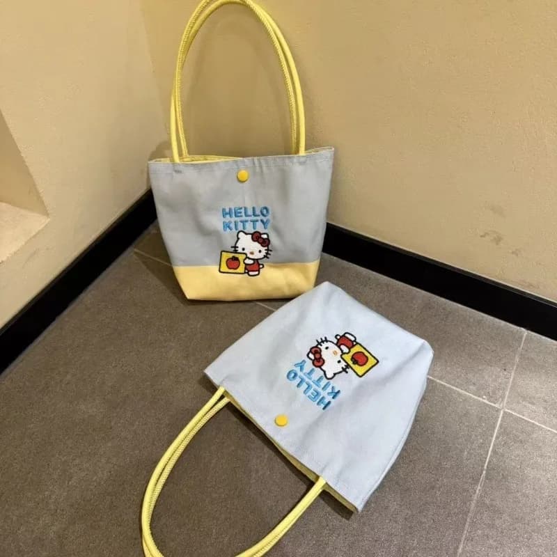 Borsa in Tela Versatile Kawaii Hello Kitty, Borsa a Mano Portatile, Borsa per la Spesa, Borsa Portaoggetti Carina, Regalo Sanrio per Ragazze