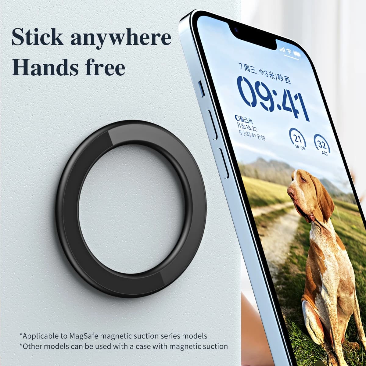Universal Magnetic Ring Holder for iPhone 12-17 & iPad - Strong Wall Mount & Car Phone Stand Compatible with MagSafe Cases