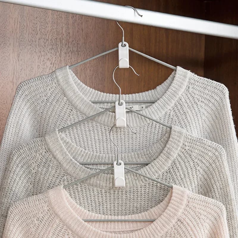 Plastic connection hooks: storage rack with sliding rail, thick hooks, ideal for storing clothes and connectors for clothes hangers