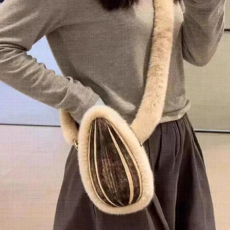 Nuovi Zaini in Peluche a Forma di Semi di Girasole, Borsa a Tracolla Morbida e Carina, Borsa Versatile Casual da Donna, Borsa Kawaii