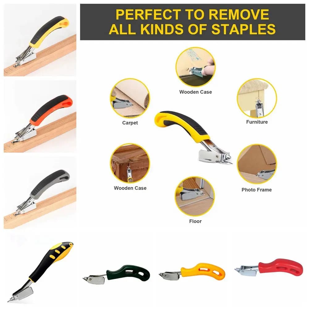 Kit di attrezzi manuali per rimozione: Estrattore per chiodi, Mini leva, Graffetta per mobili, per legno, per tappezzeria, per cornici, Pistola per rivetti, Leva per sbullonare, Chiodatrice