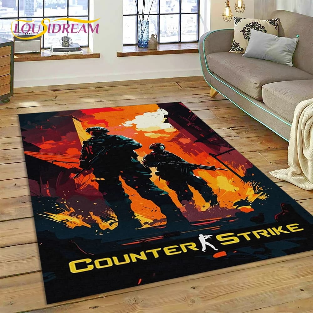 CS GO,Counter Strike Game Gamer HD tappeto tappeto per soggiorno arredamento camera da letto, tappetino decorazione antiscivolo per divano zerbino regalo