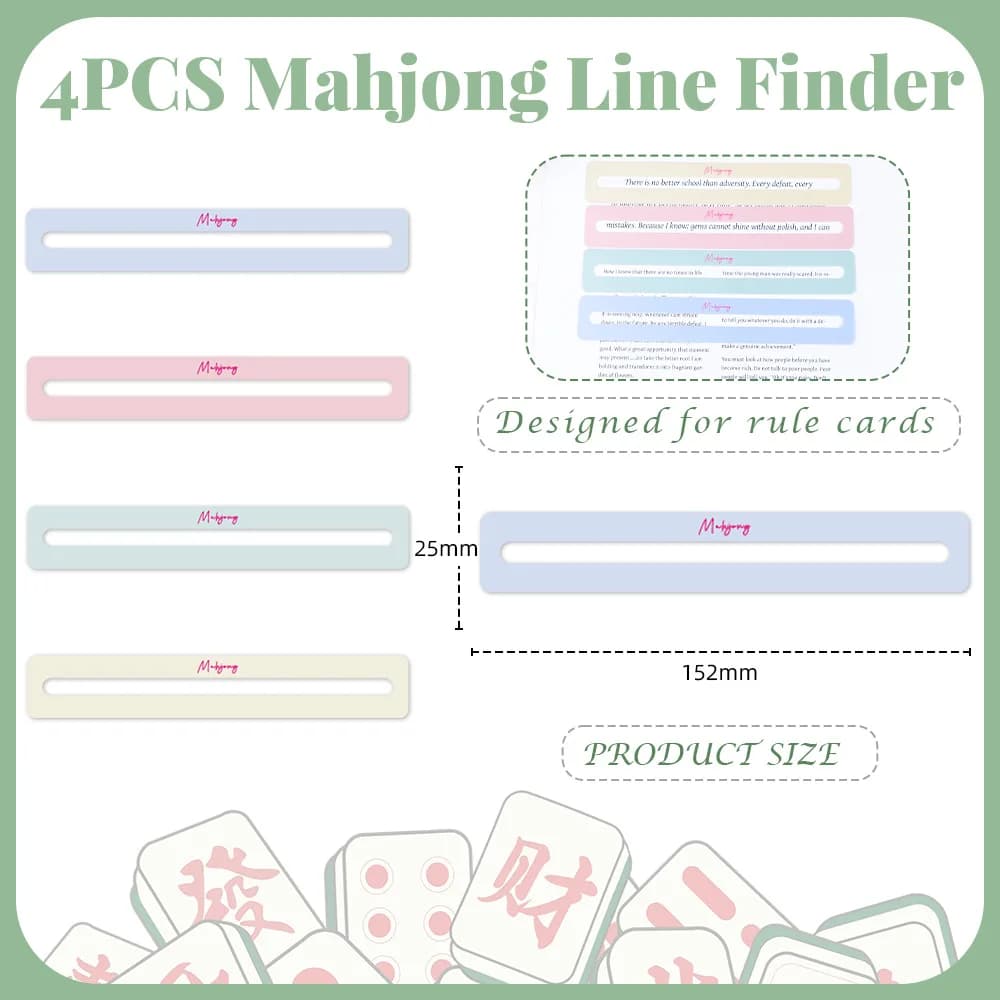 4pcs Mahjong Line Reader and Flipper Card Plastic Highlighter Ruler For Mahjong Card For Beginners Strategy Competitions Players